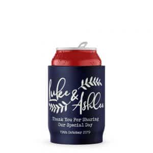 Wedding Navy Floral Stubby Holder Beer Can